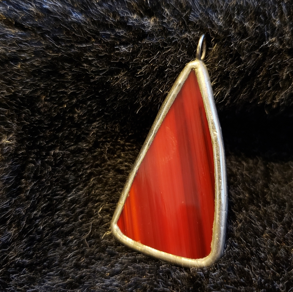 Red Triangular Stained Glass Pendant